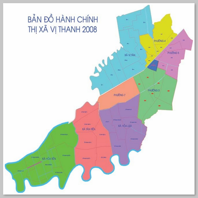 Bản đồ hành chính thành phố Vị Thanh 